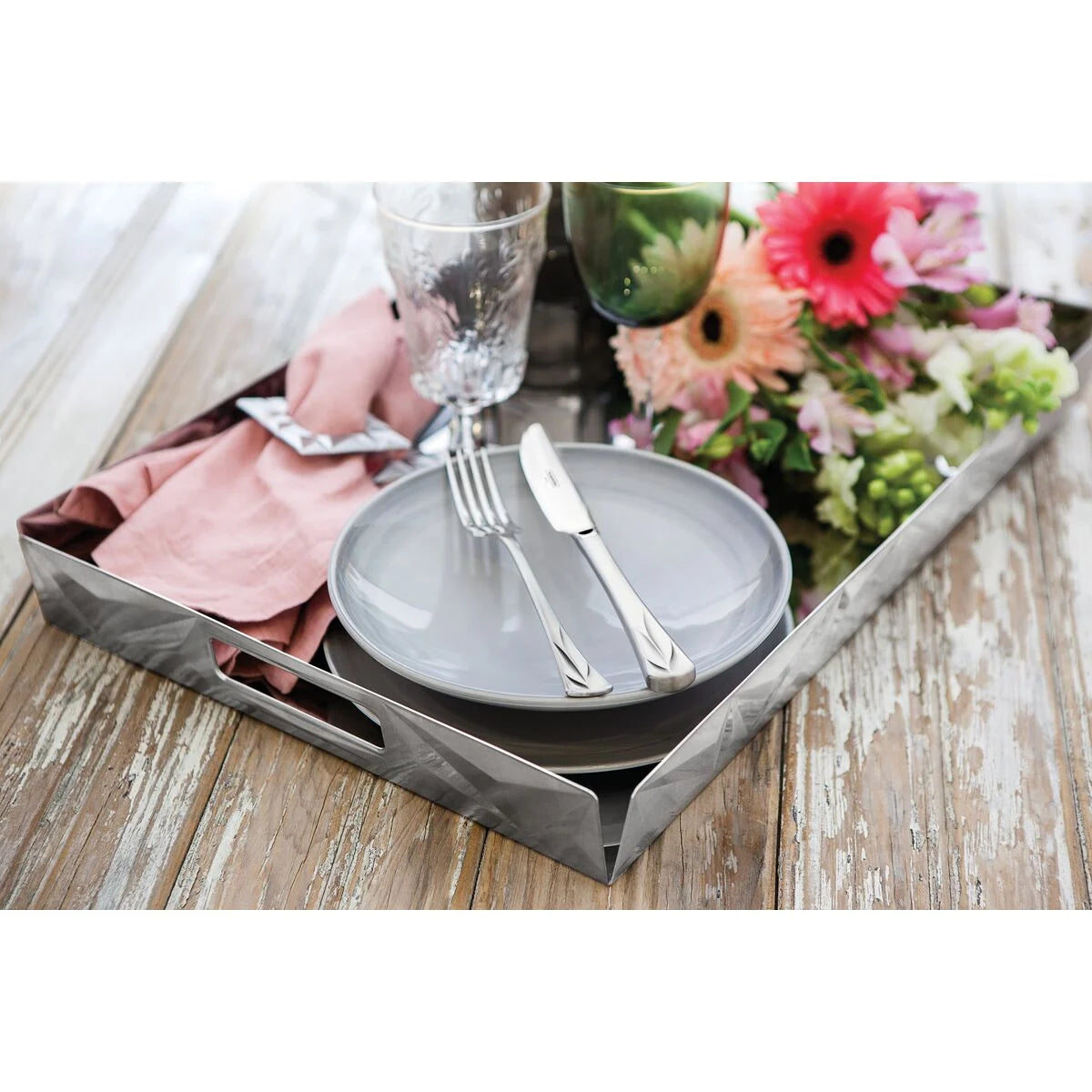 Tramontina Prisma rectangular stainless steel tray, 52 cm